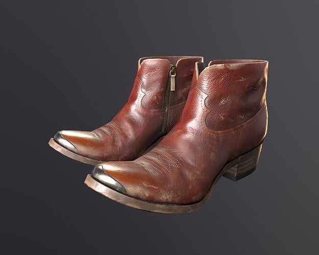 Womens western booties Low-poly 3D model