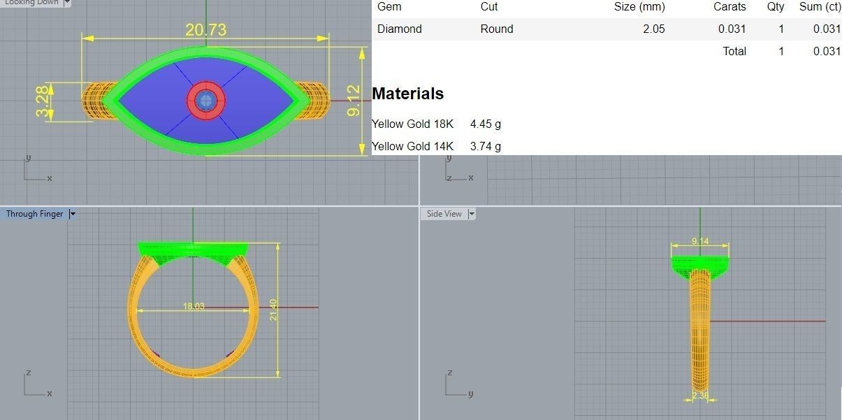 Evil Eye Ring 3D print model_3