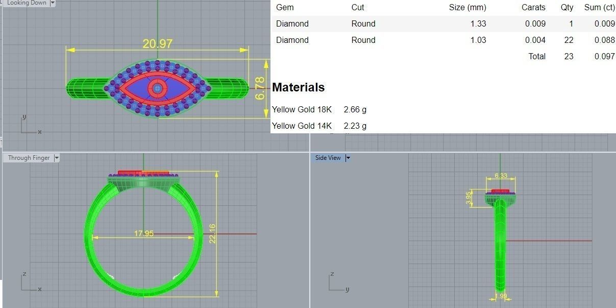 Evil Eye Ring 3D print model_3
