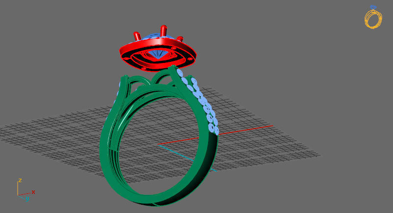 Double Halo engagement ring 3D print model_2