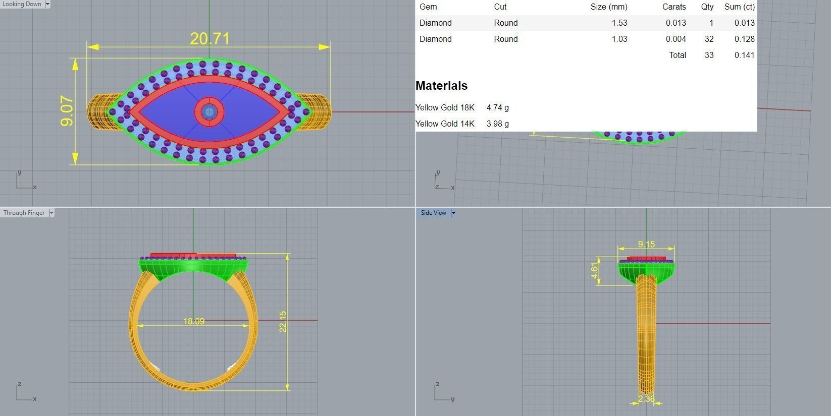 Evil Eye Ring 3D print model_3