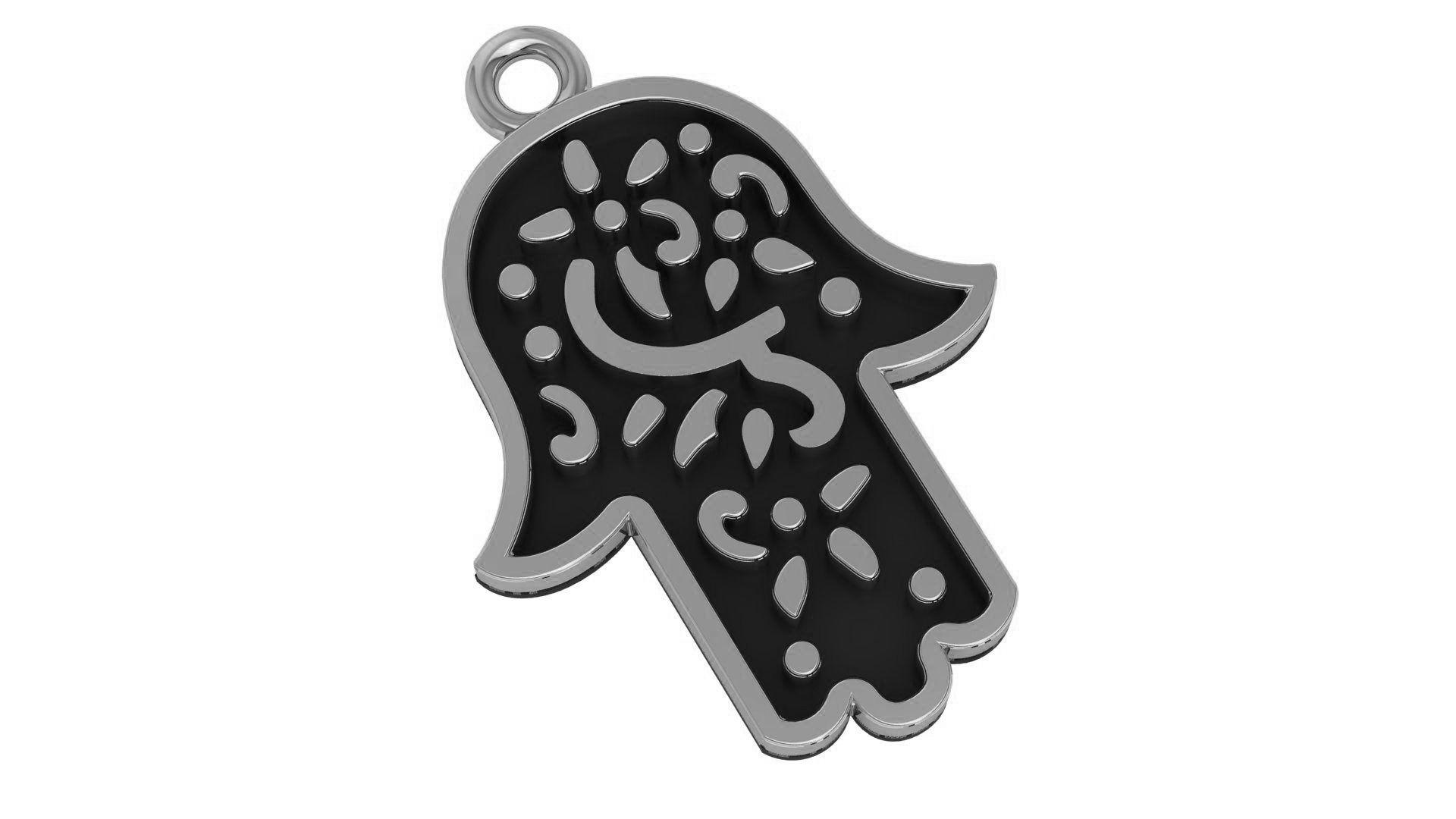 Hamsa Hand Plain Gold Pendant Necklace 3D print model_2