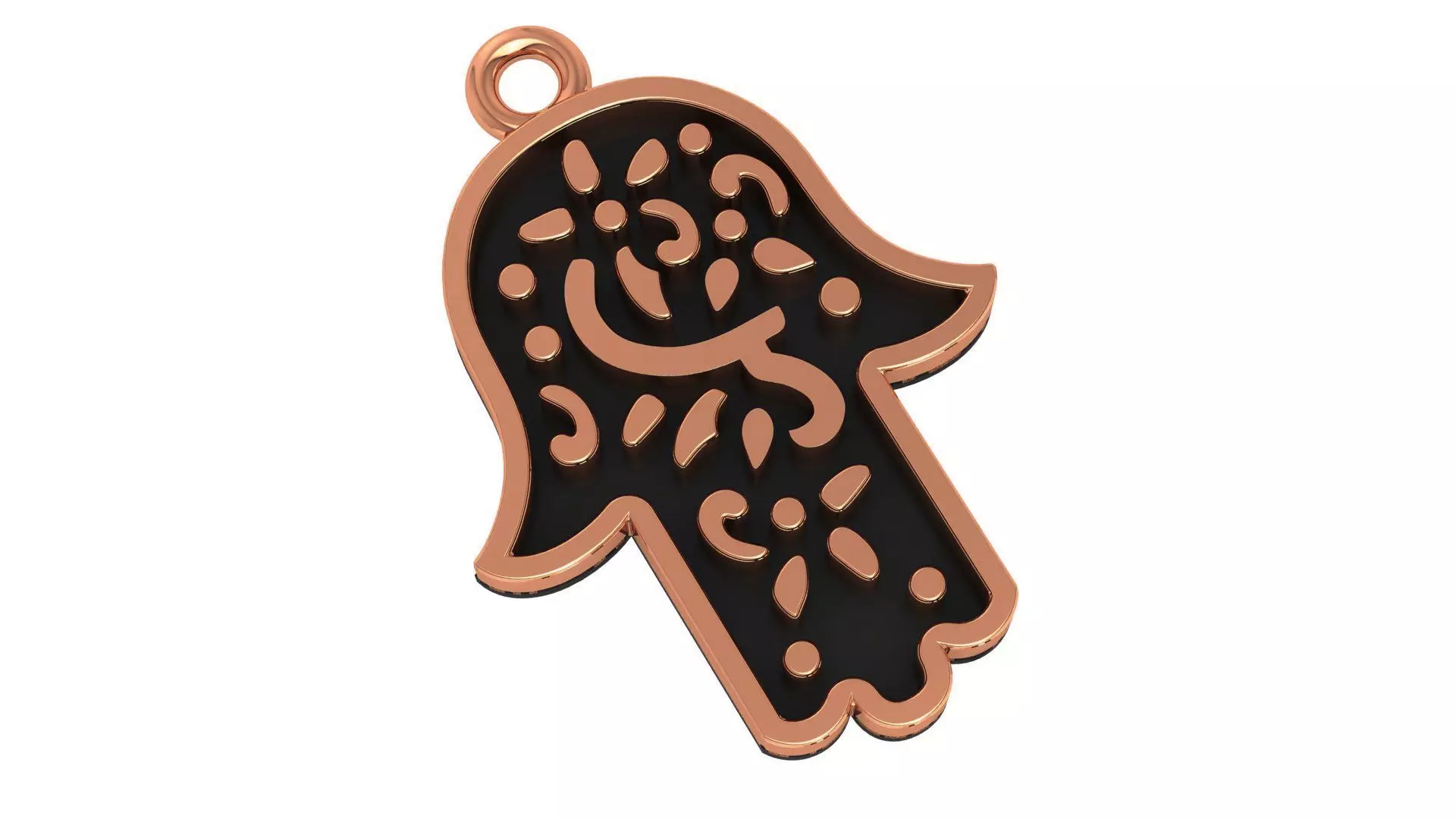 Hamsa Hand Plain Gold Pendant Necklace 3D print model_0