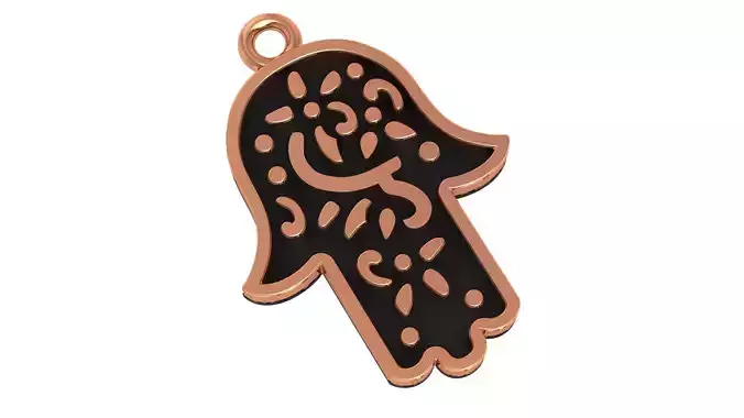 Hamsa Hand Plain Gold Pendant Necklace 3D print model