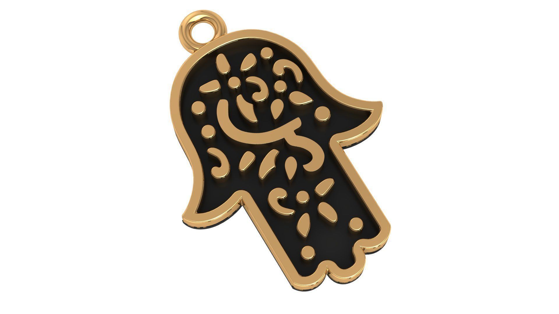 Hamsa Hand Plain Gold Pendant Necklace 3D print model_1