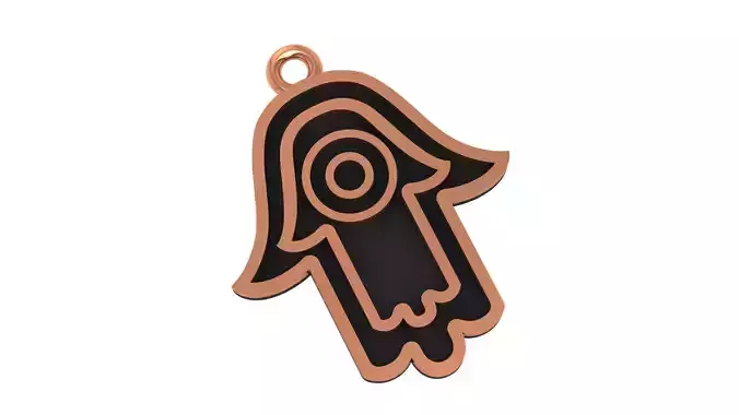 Hamsa Hand Plain Gold Pendant Necklace 3D print model
