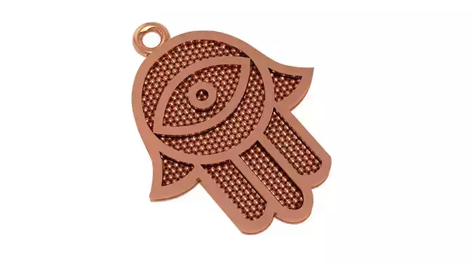  Hamsa Hand Plain Gold Pendant Necklace 3D print model