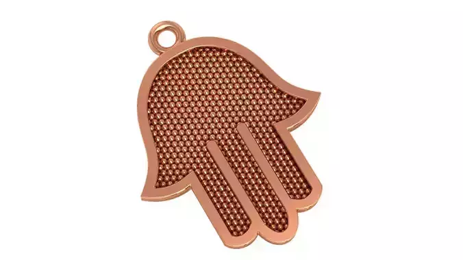Hamsa Hand Plain Gold Pendant Necklace 3D print model