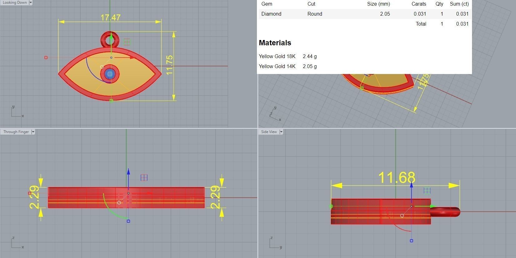 Evil Eye Pendant Necklace 3D print model_3