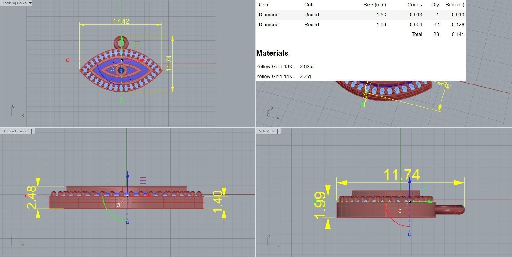 Evil Eye Pendant Necklace 3D print model_3