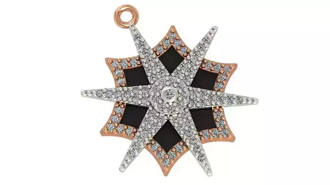 Star Black Enamel Paint Pendant Necklace