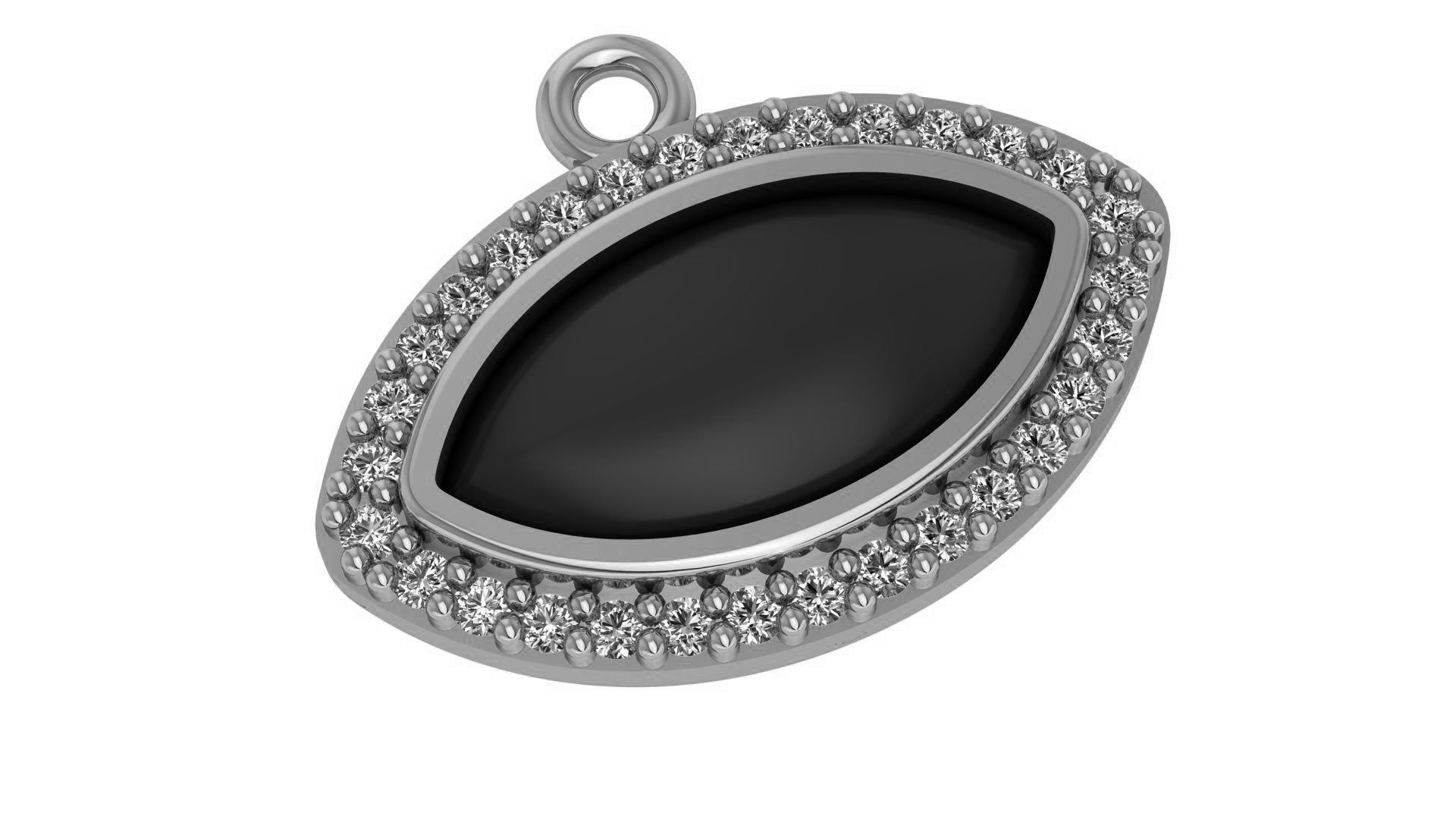 Eye Black Enamel Paint Pendant Necklace 3D print model_2