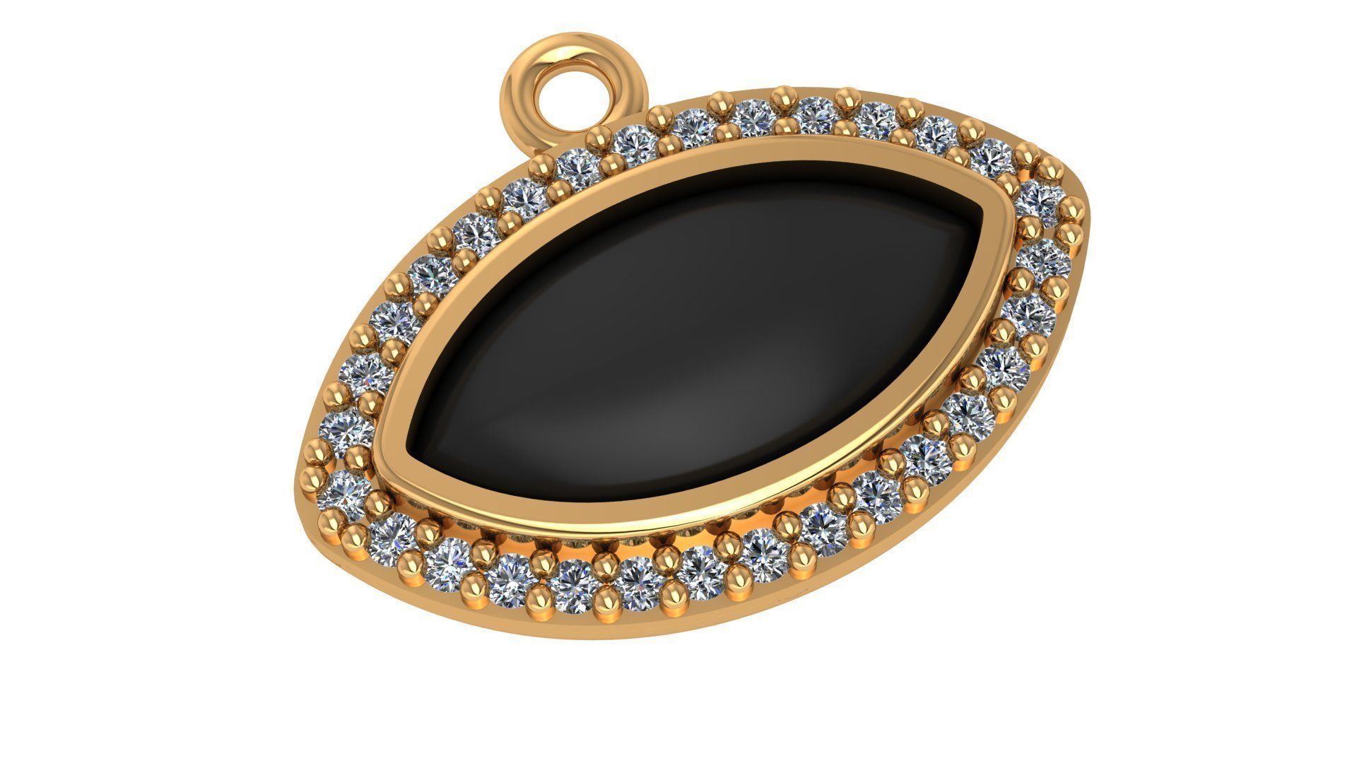 Eye Black Enamel Paint Pendant Necklace 3D print model_1