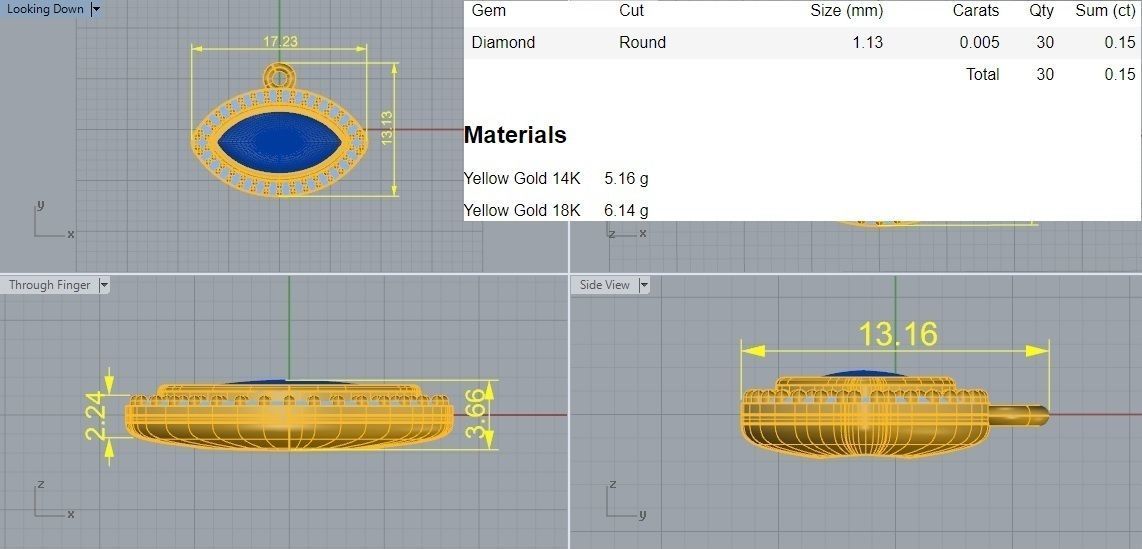 Eye Black Enamel Paint Pendant Necklace 3D print model_3