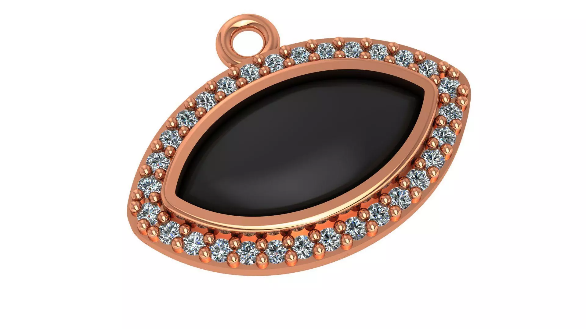 Eye Black Enamel Paint Pendant Necklace 3D print model_0