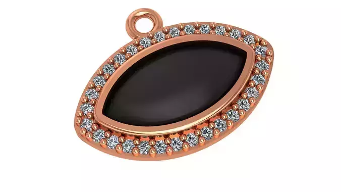 Eye Black Enamel Paint Pendant Necklace