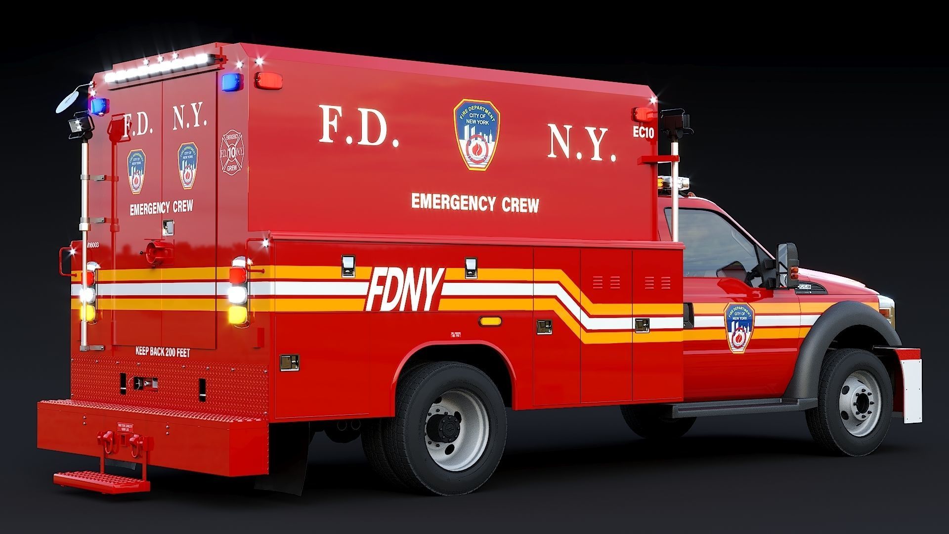F-550 FDNY Emergency CREW Low-poly 3D model_9