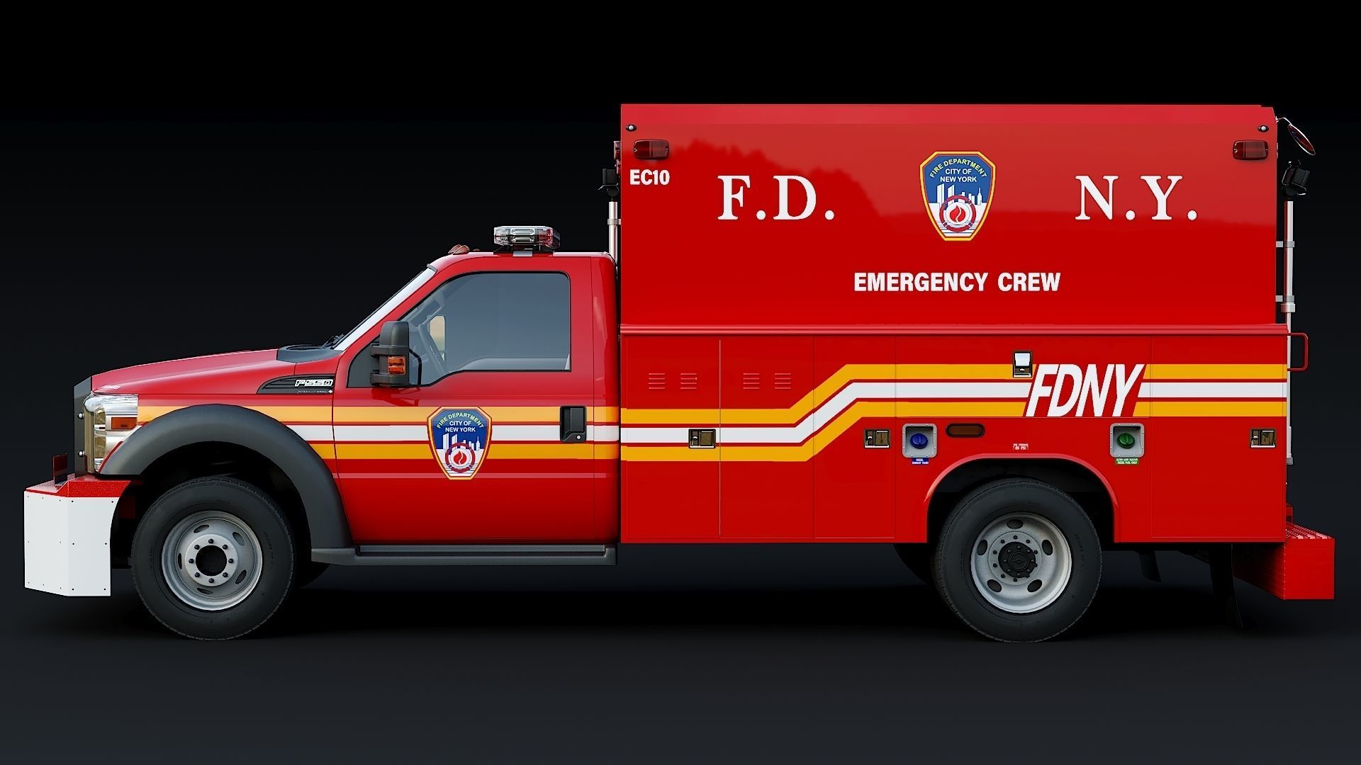F-550 FDNY Emergency CREW Low-poly 3D model_4