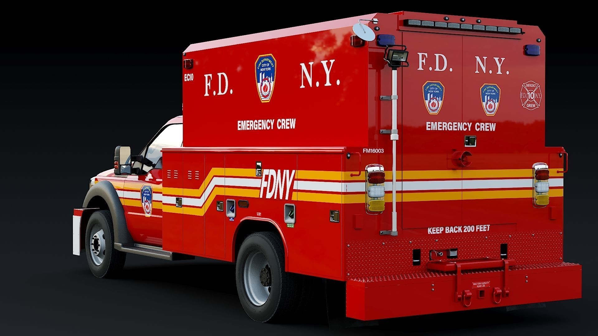 F-550 FDNY Emergency CREW Low-poly 3D model_5