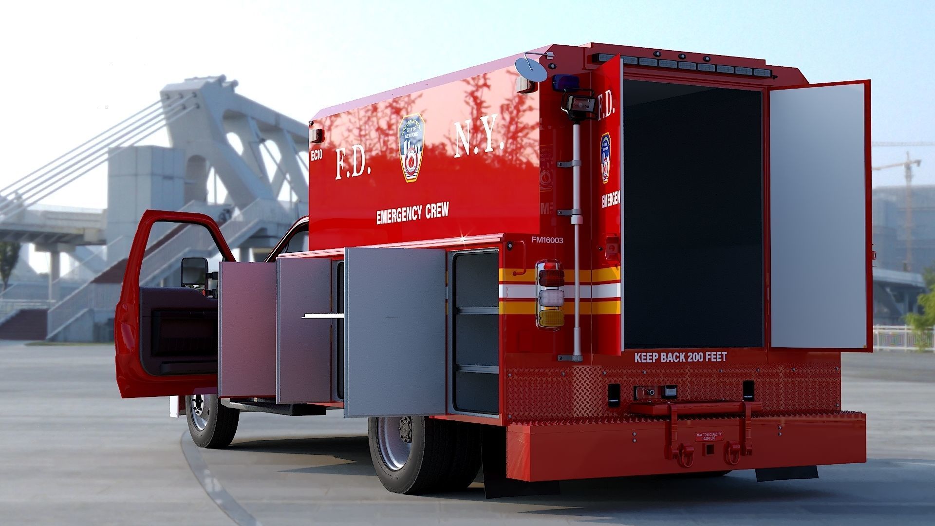 F-550 FDNY Emergency CREW Low-poly 3D model_33