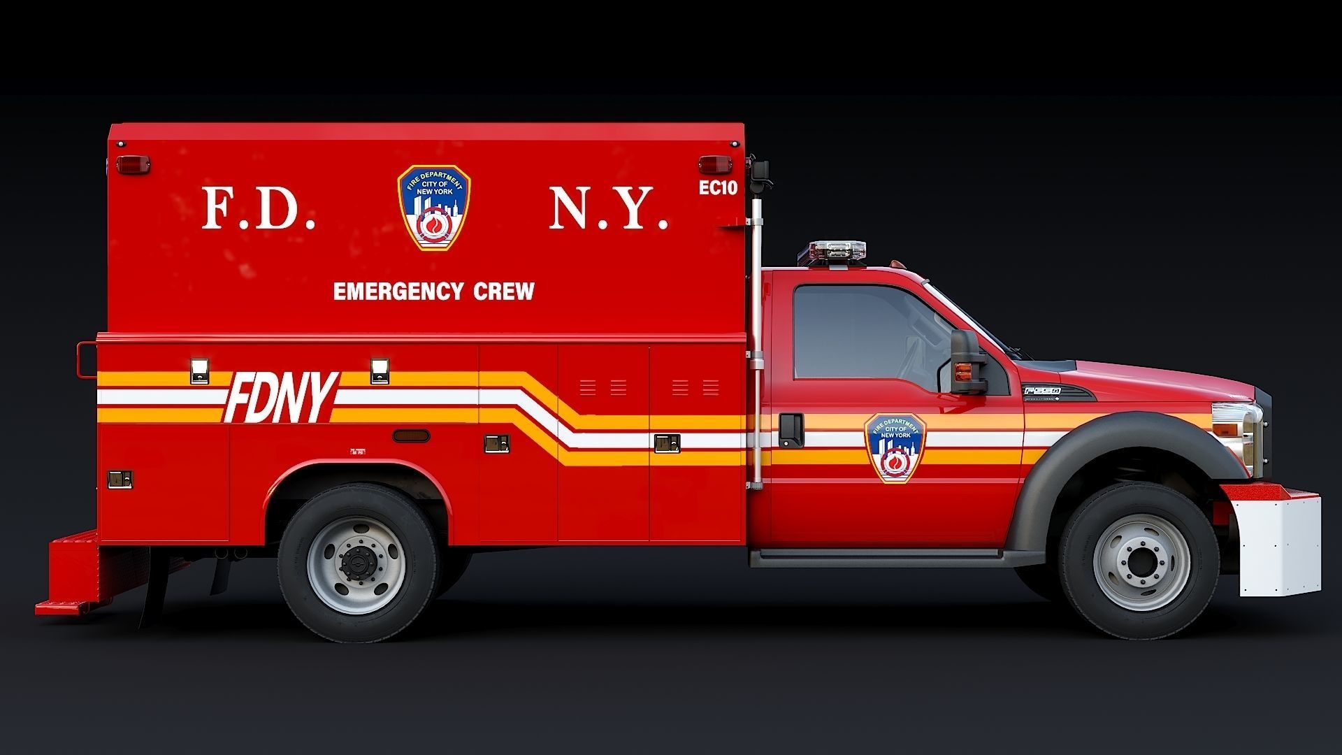 F-550 FDNY Emergency CREW Low-poly 3D model_11