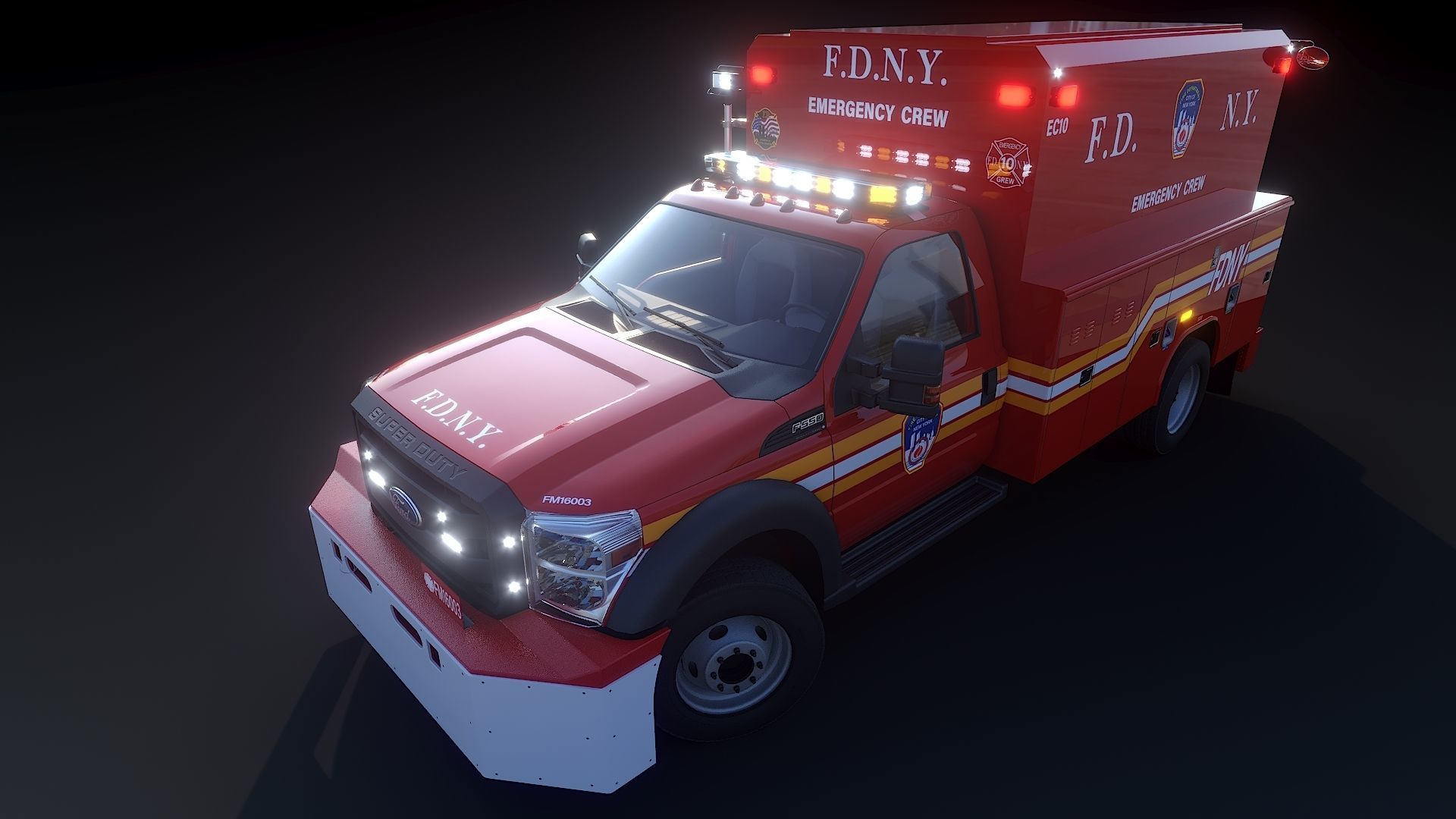 F-550 FDNY Emergency CREW Low-poly 3D model_27