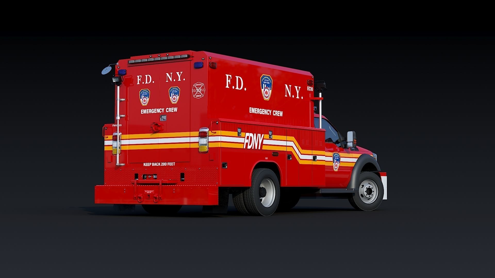 F-550 FDNY Emergency CREW Low-poly 3D model_29