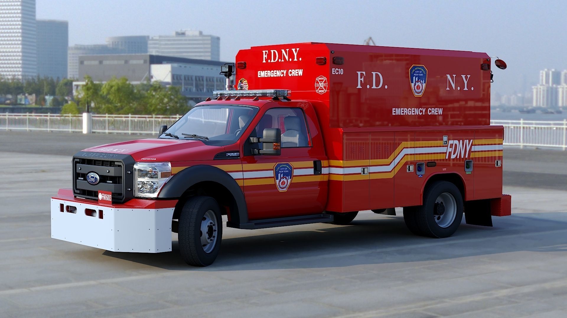 F-550 FDNY Emergency CREW Low-poly 3D model_30