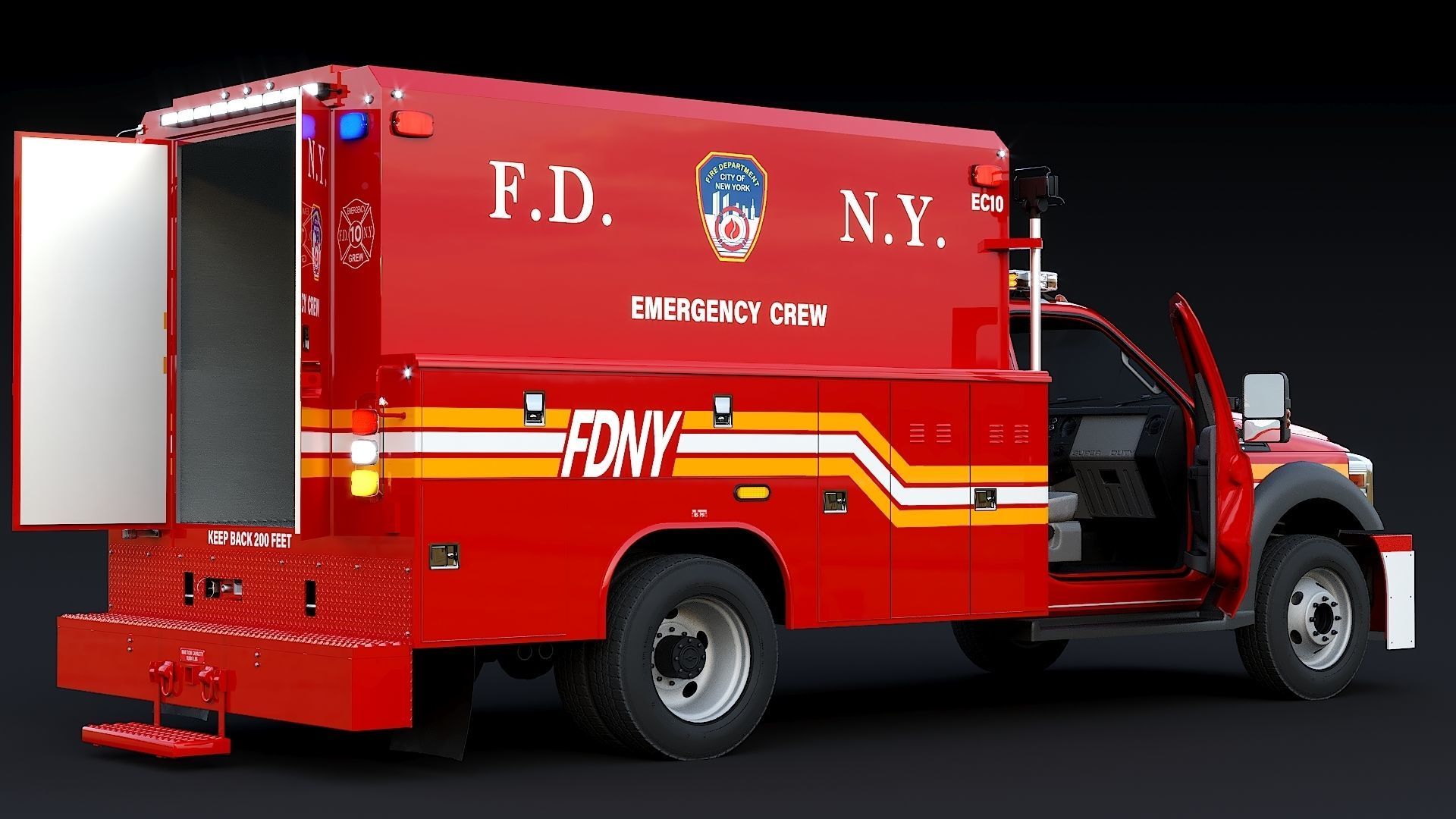 F-550 FDNY Emergency CREW Low-poly 3D model_10
