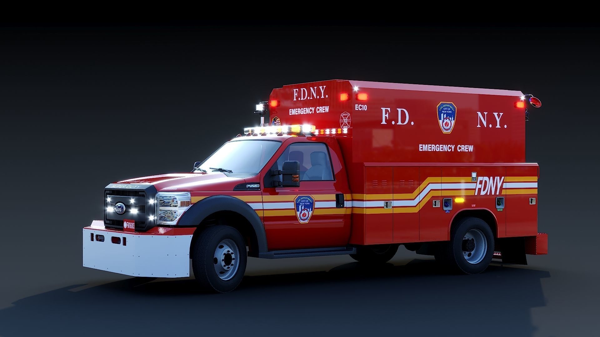 F-550 FDNY Emergency CREW Low-poly 3D model_14