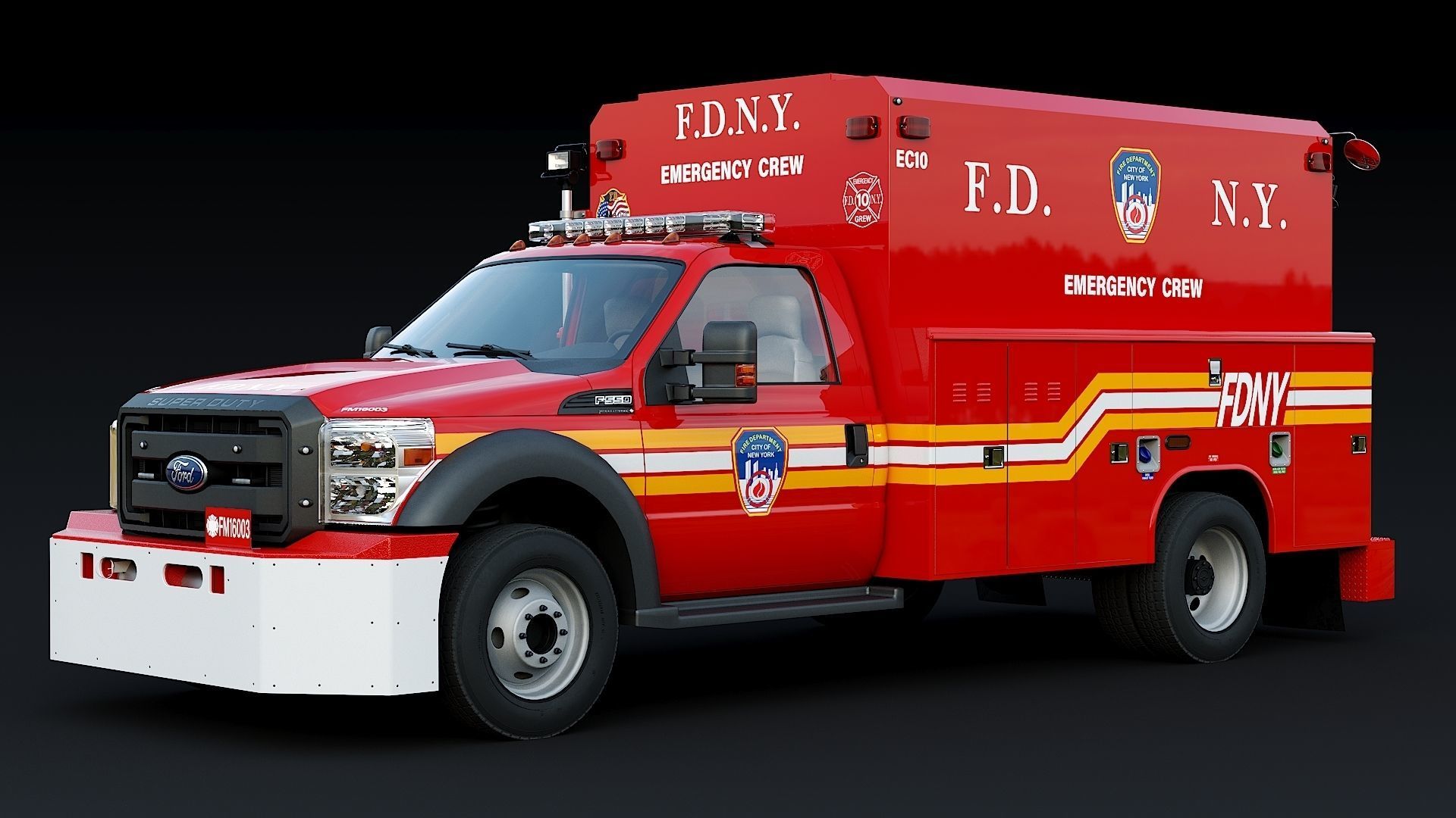 F-550 FDNY Emergency CREW Low-poly 3D model_3