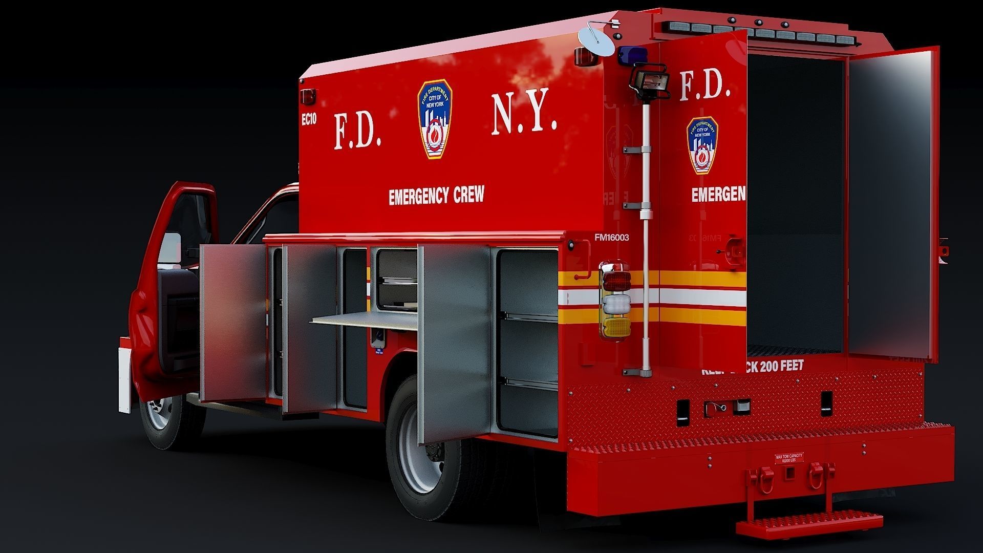 F-550 FDNY Emergency CREW Low-poly 3D model_6