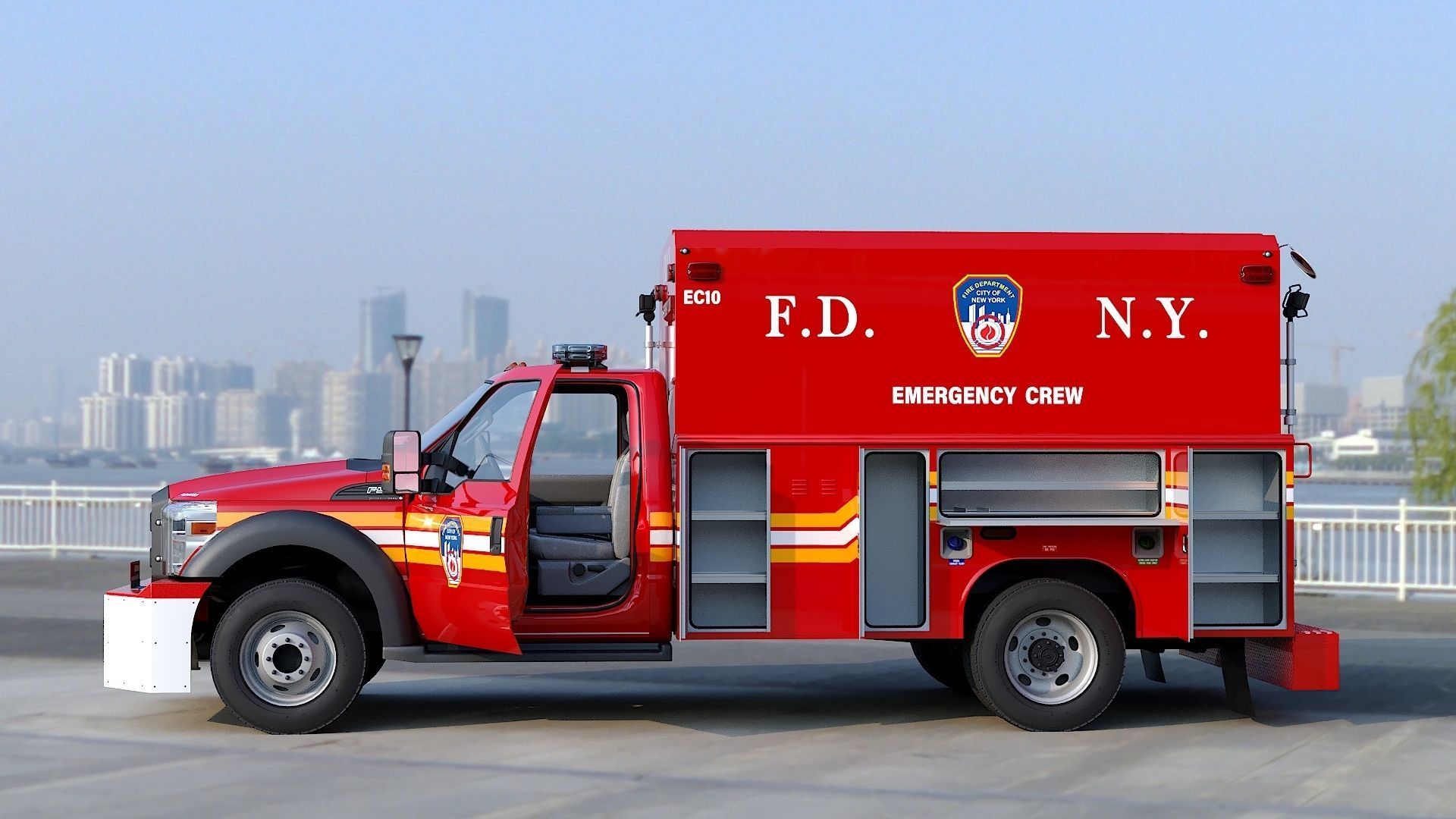 F-550 FDNY Emergency CREW Low-poly 3D model_32