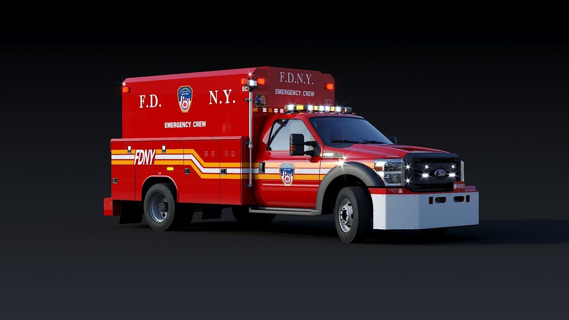 F-550 FDNY Emergency CREW Low-poly 3D model_28