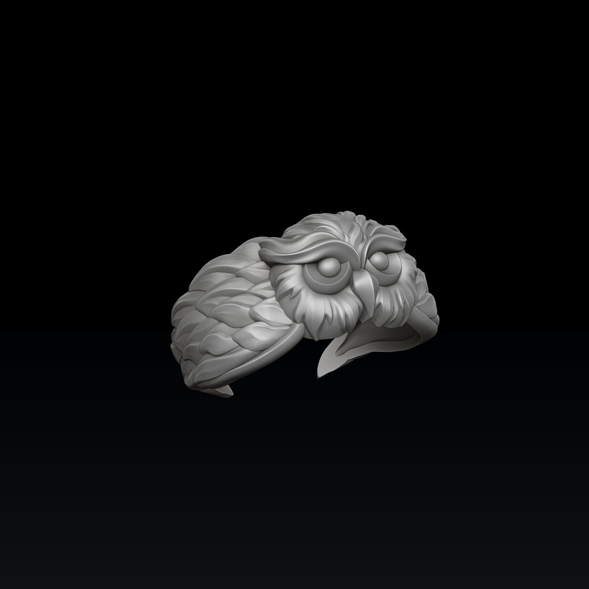 Owl Ring 3D print model_3