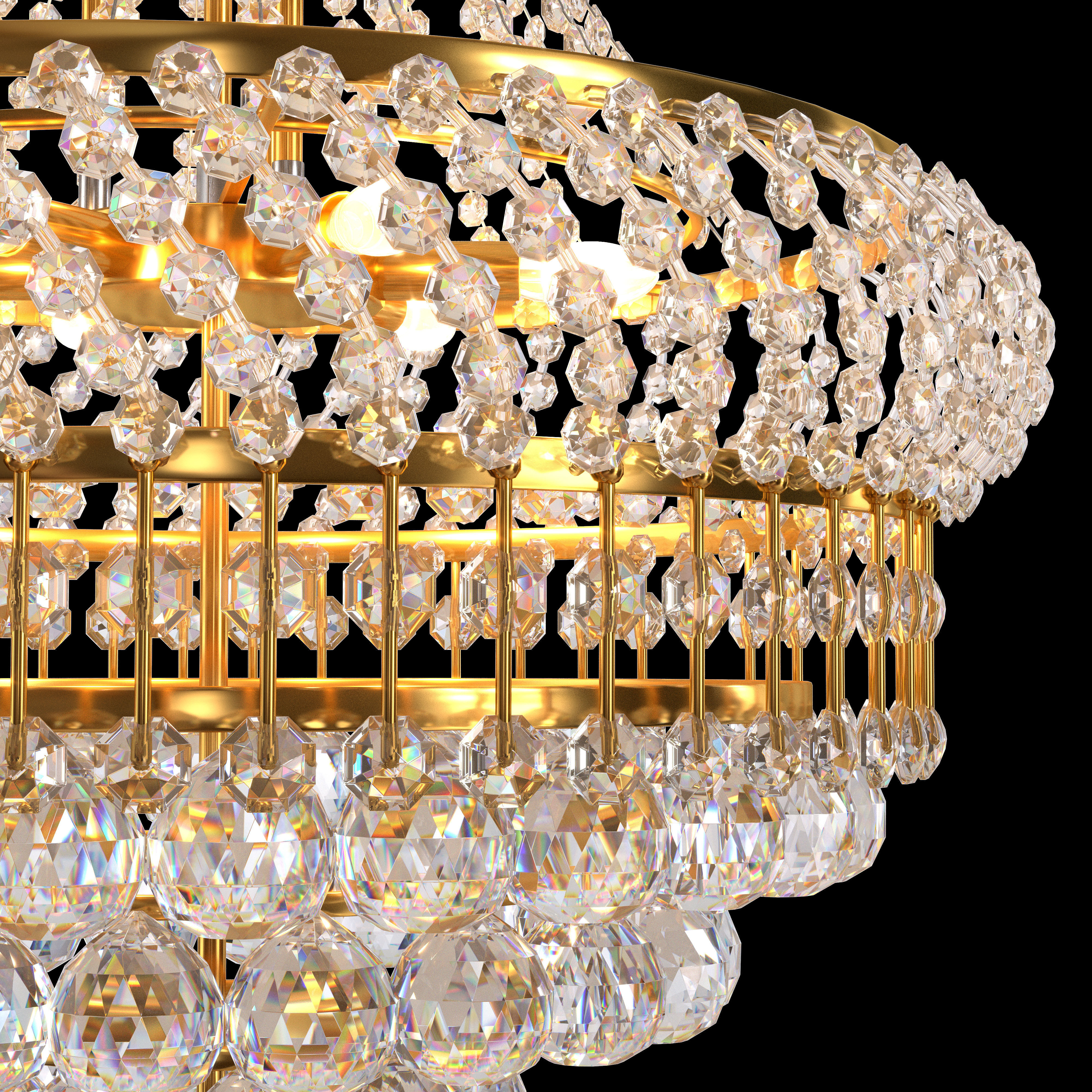 8-Lights Golden Finish Classic Empire 3D model_1