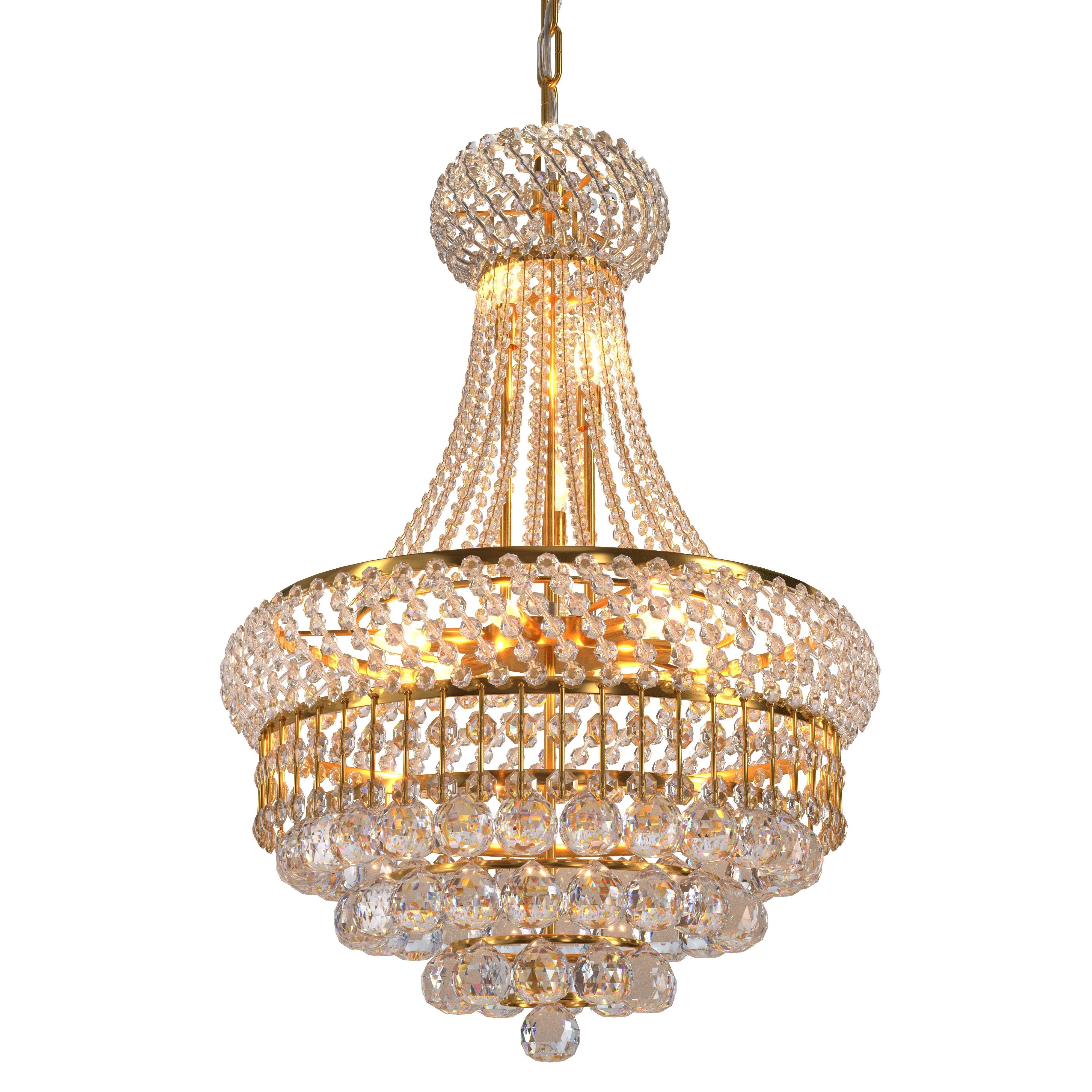 8-Lights Golden Finish Classic Empire 3D model_4