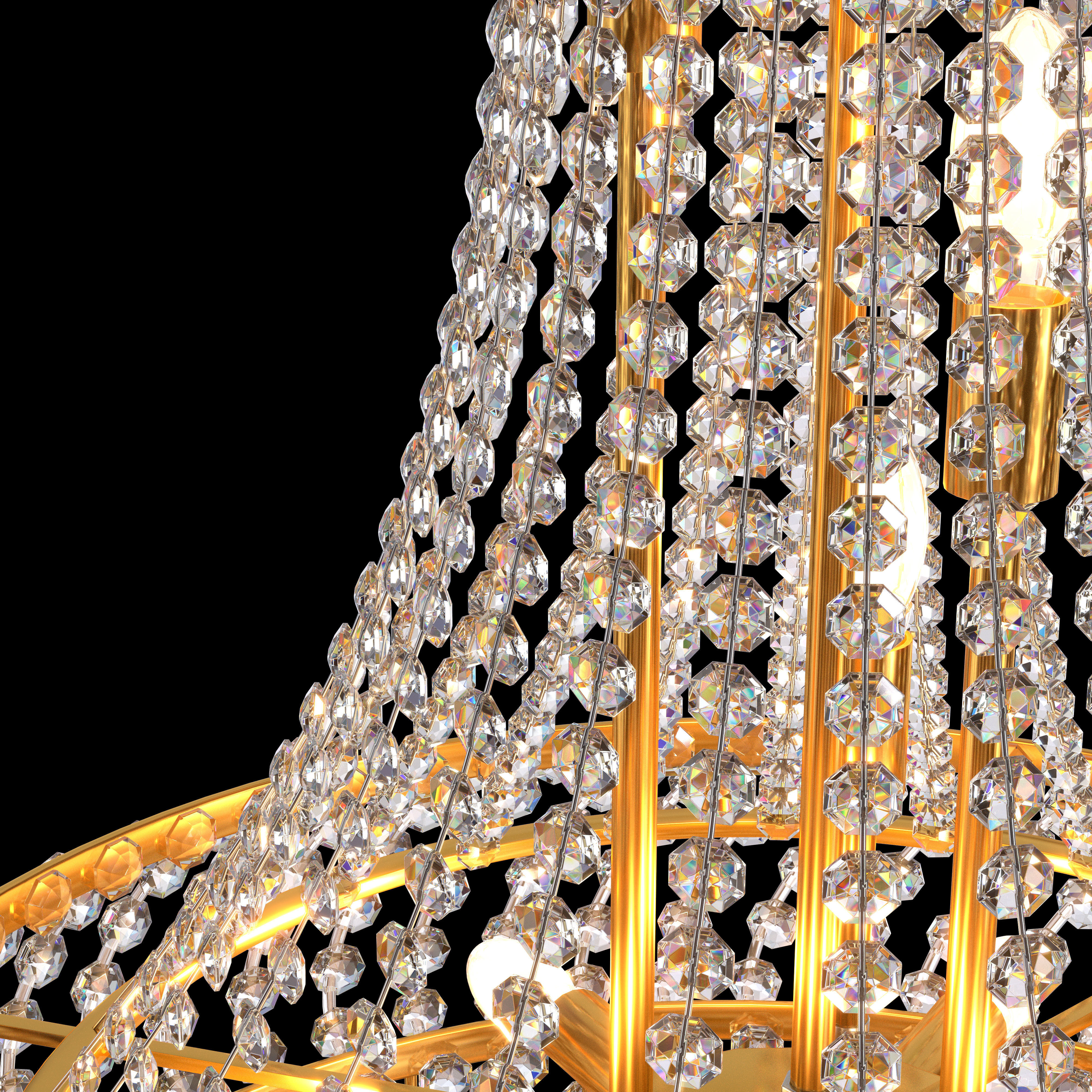 8-Lights Golden Finish Classic Empire 3D model_2