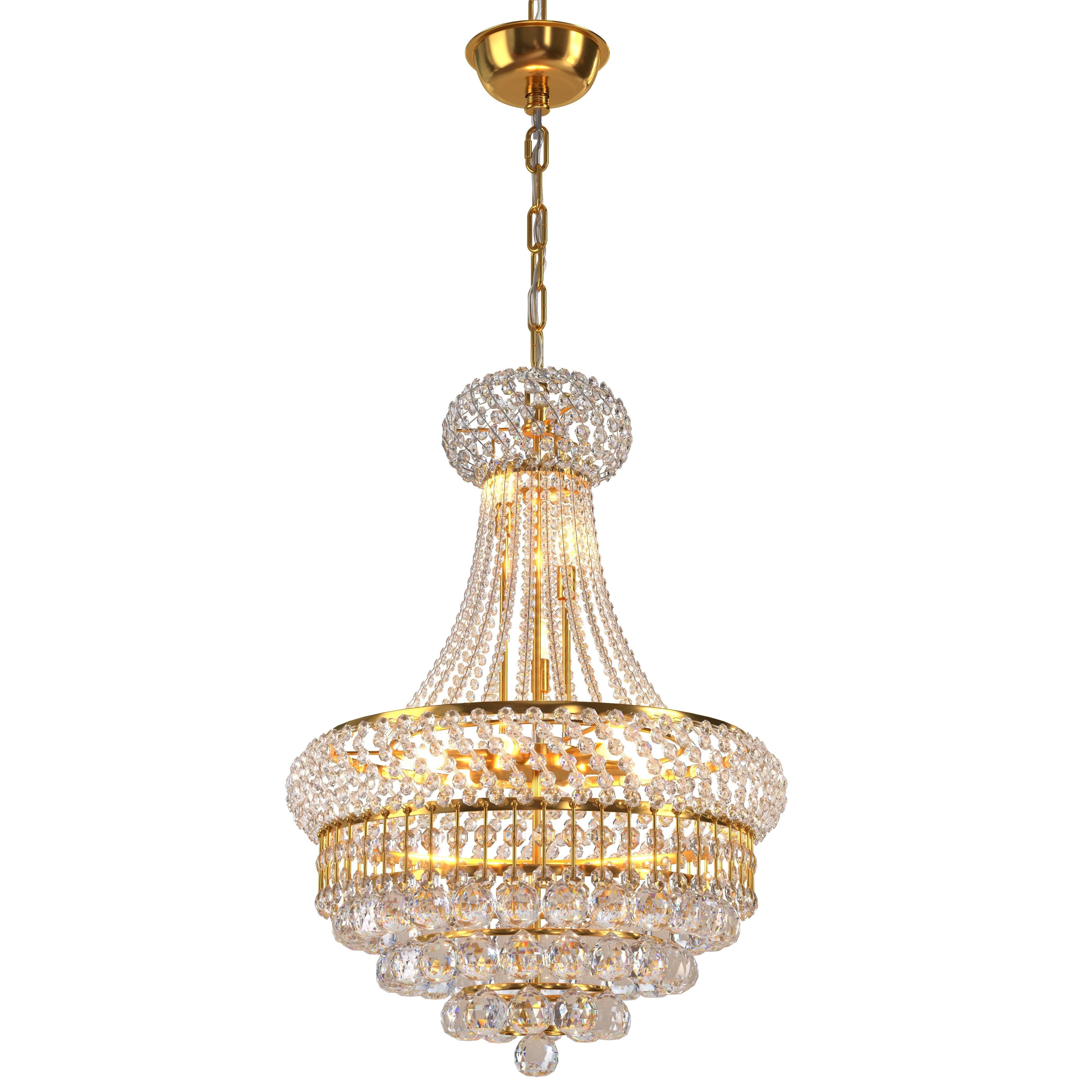 8-Lights Golden Finish Classic Empire 3D model_6