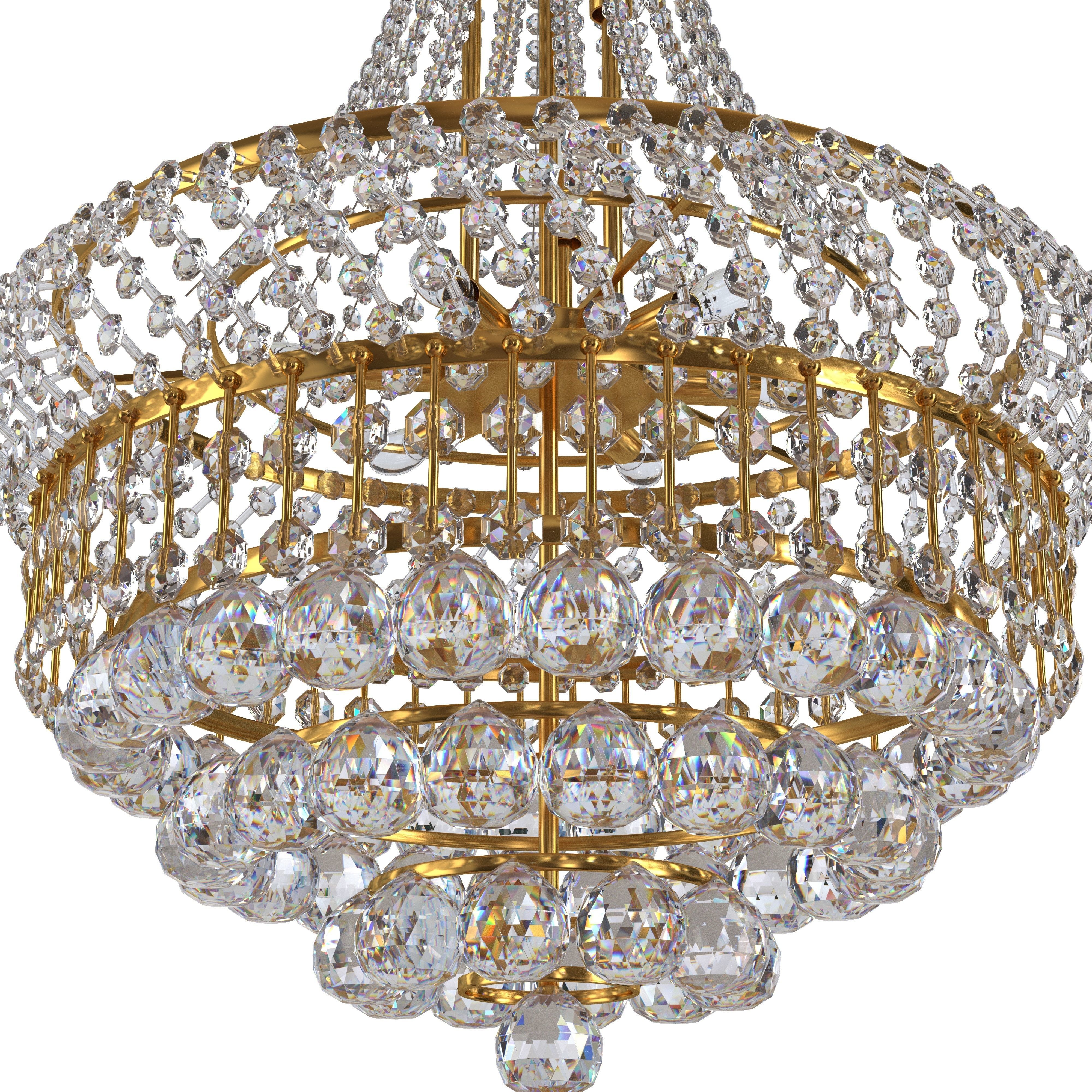 8-Lights Golden Finish Classic Empire 3D model_7