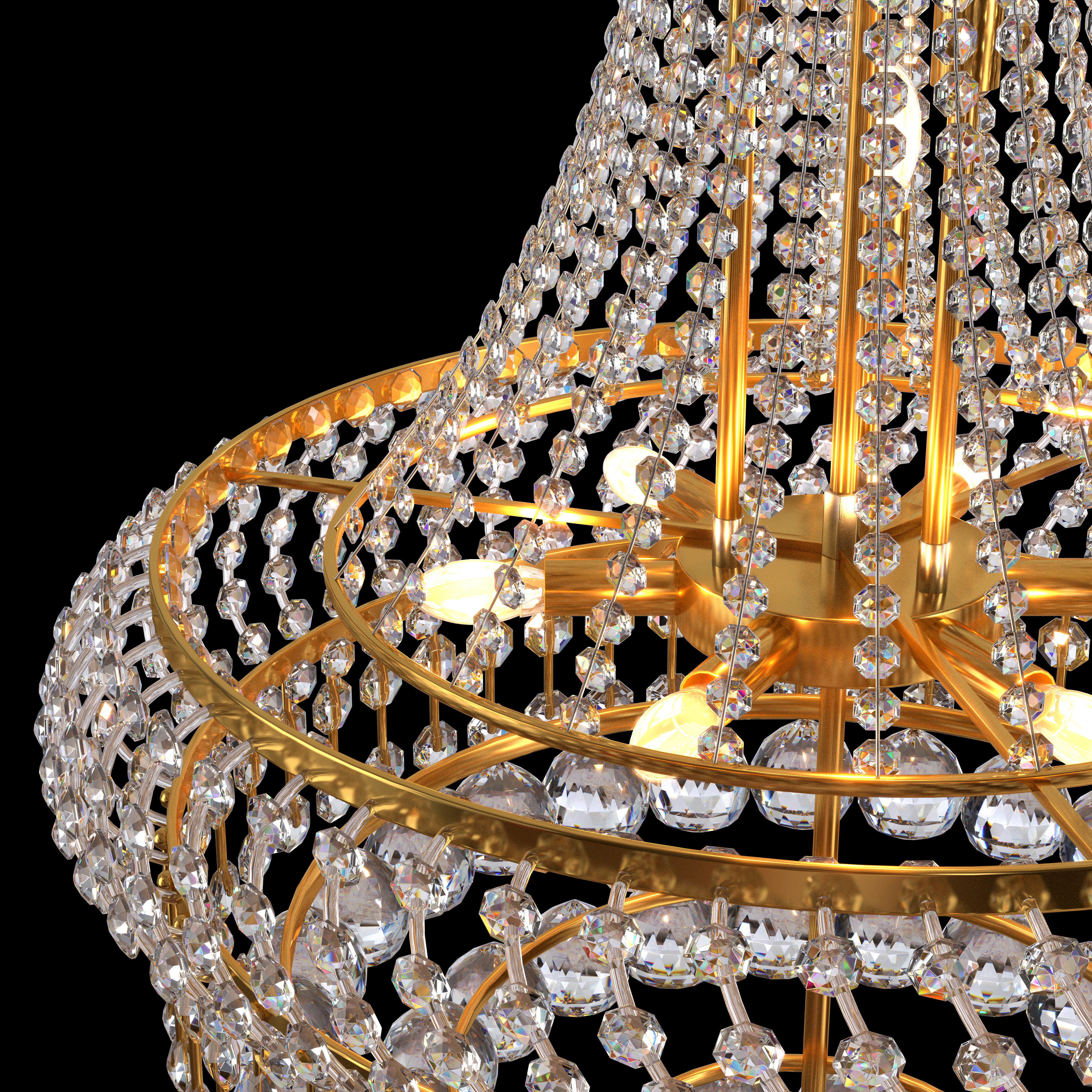 8-Lights Golden Finish Classic Empire 3D model_3