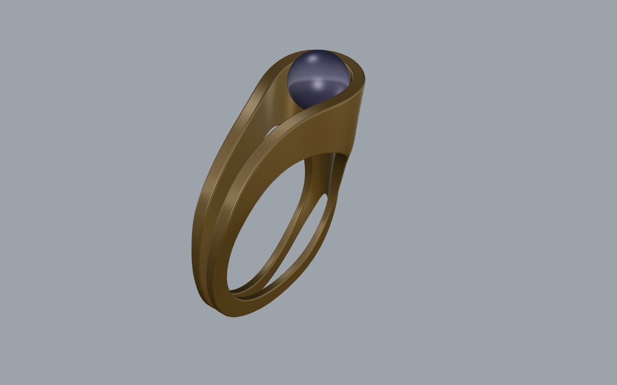 R 159 ring with pearl 3D print model_12