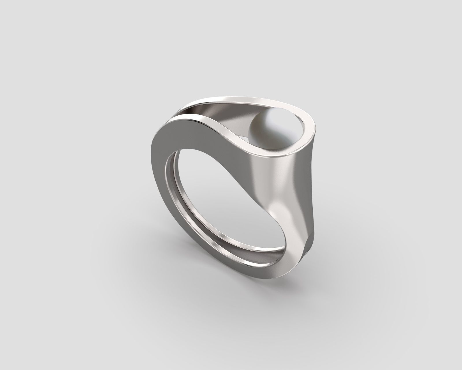 R 159 ring with pearl 3D print model_1