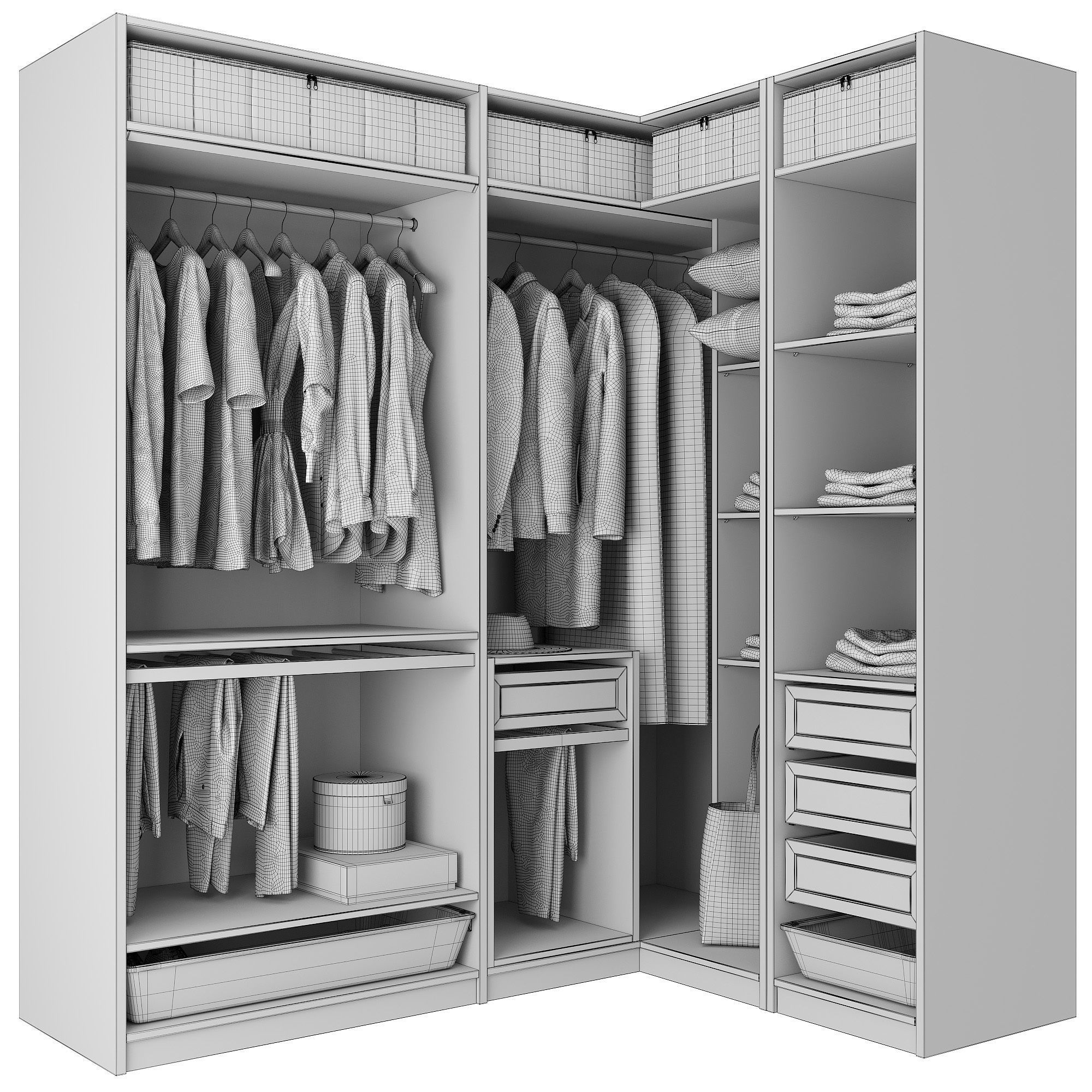 Wardrobe IKEA Set 03 3D model_6