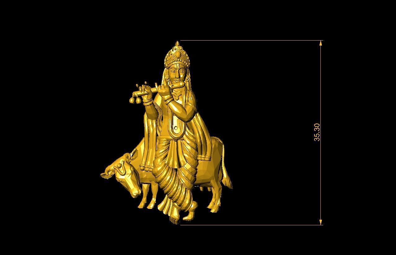 Krishna statue 3D print model_2