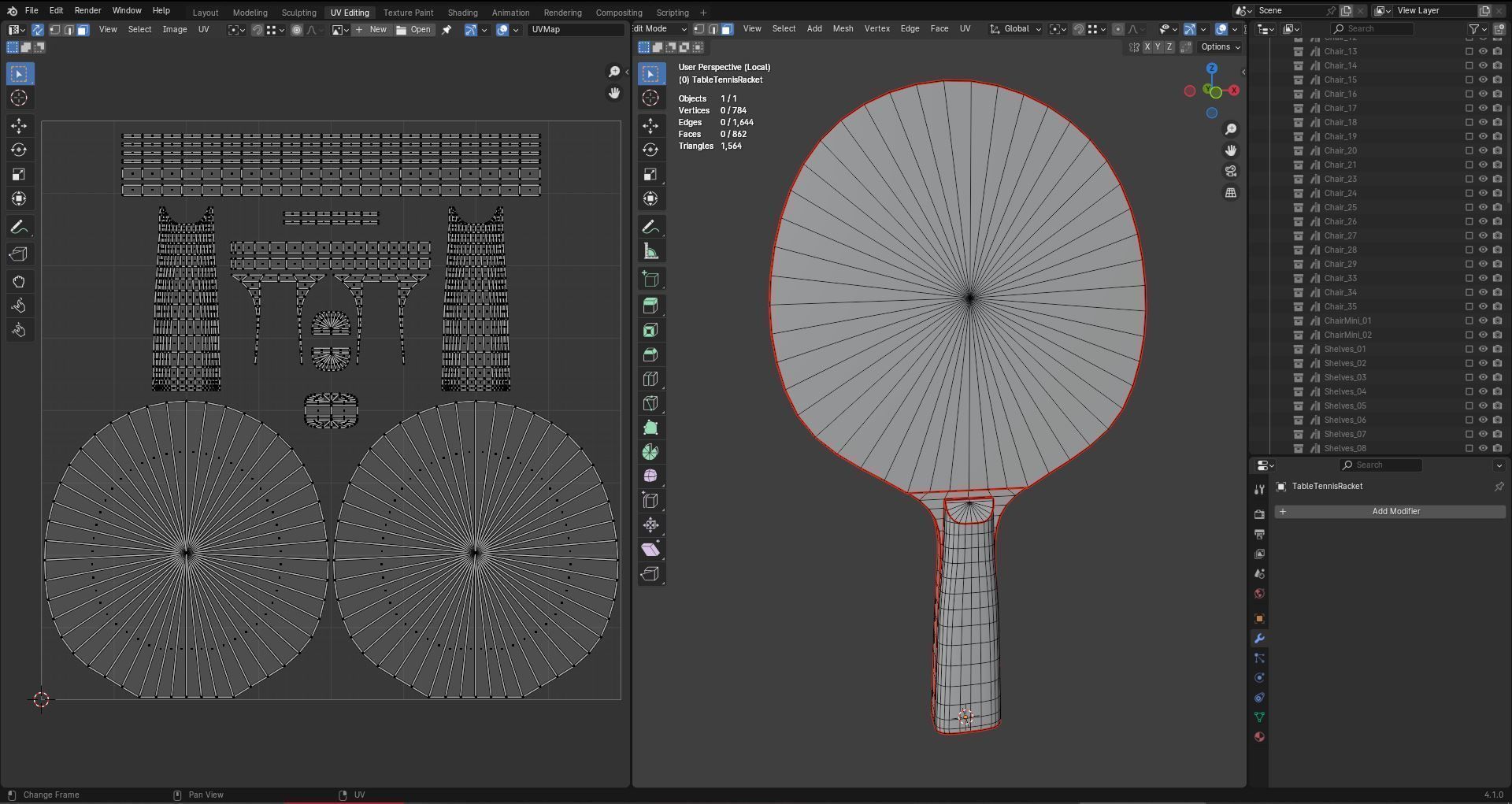 Table Tennis Racket Low-poly 3D model_10