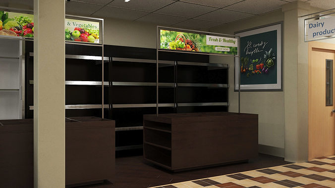 Grocery Store Interior Design 3D model 3