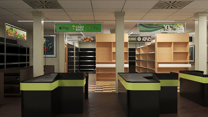 Grocery Store Interior Design 3D model 2