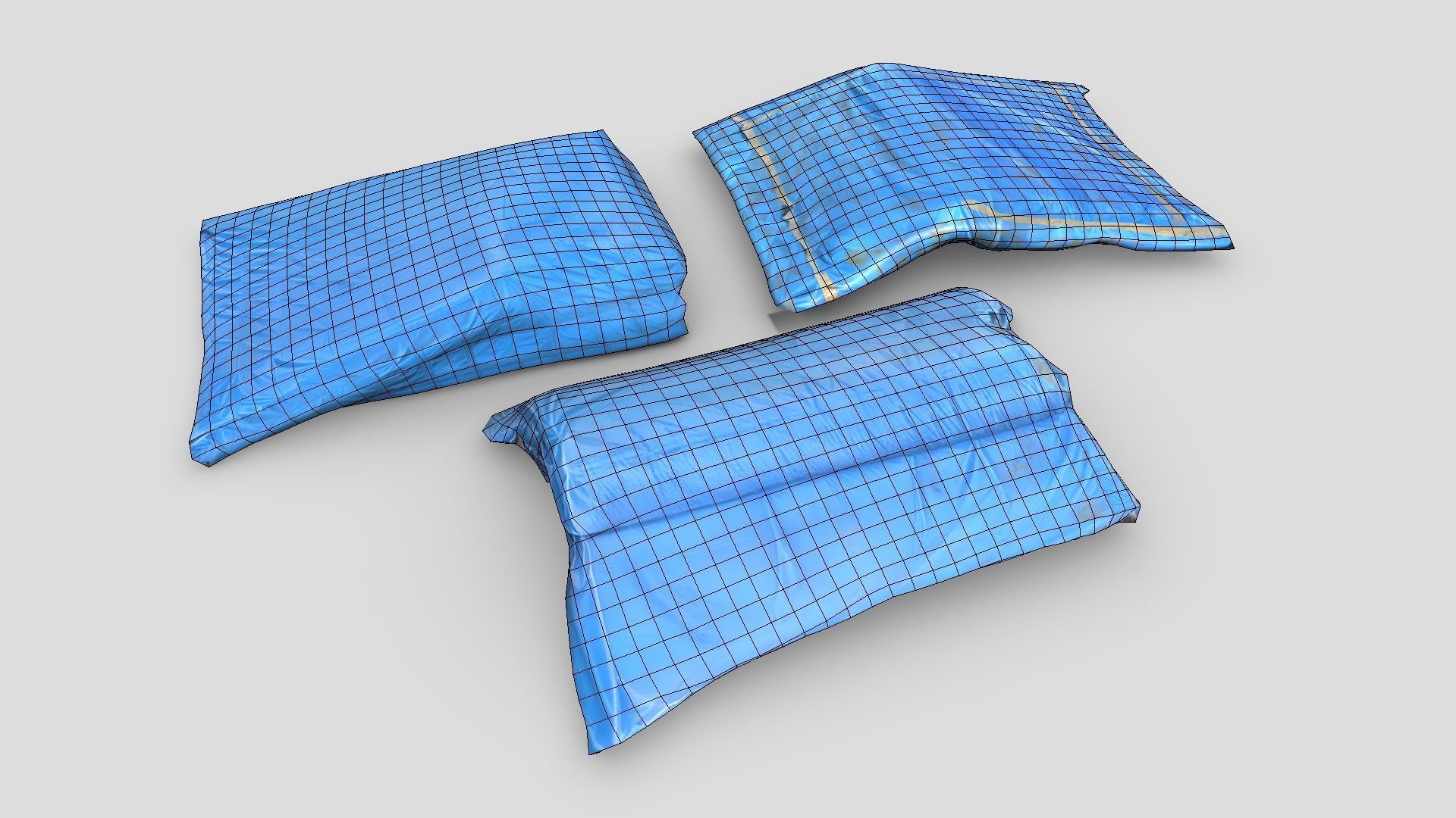 Folded Blue Tarp Pack Low-poly 3D model_2
