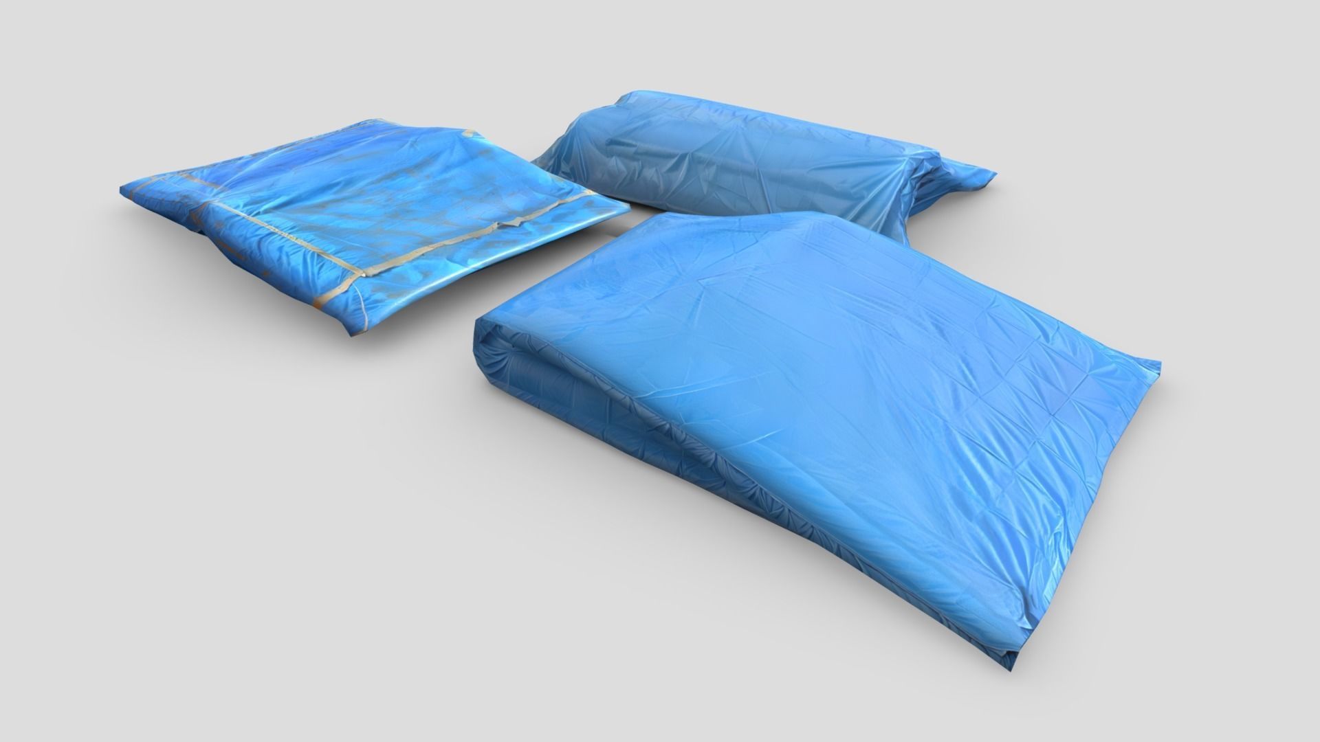 Folded Blue Tarp Pack Low-poly 3D model_5